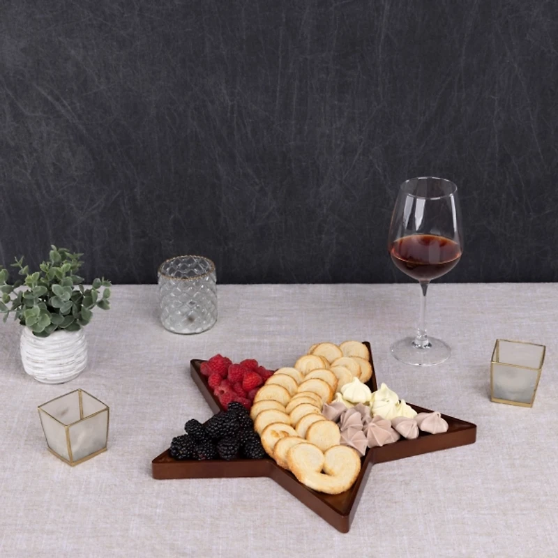 Stained Parawood Star Serving Tray