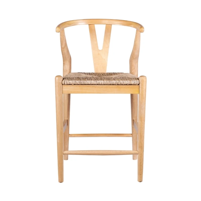 Natural Wood Wishbone Counter Stool