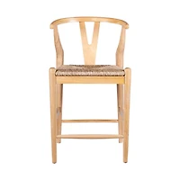 Natural Wood Wishbone Counter Stool