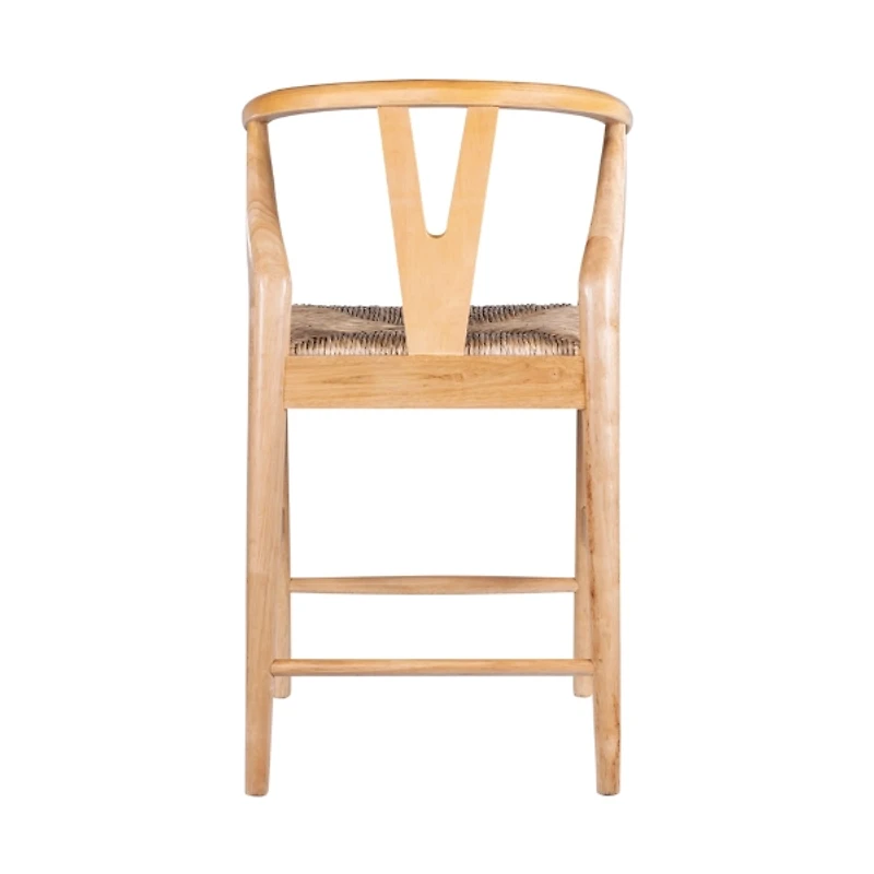 Natural Wood Wishbone Counter Stool