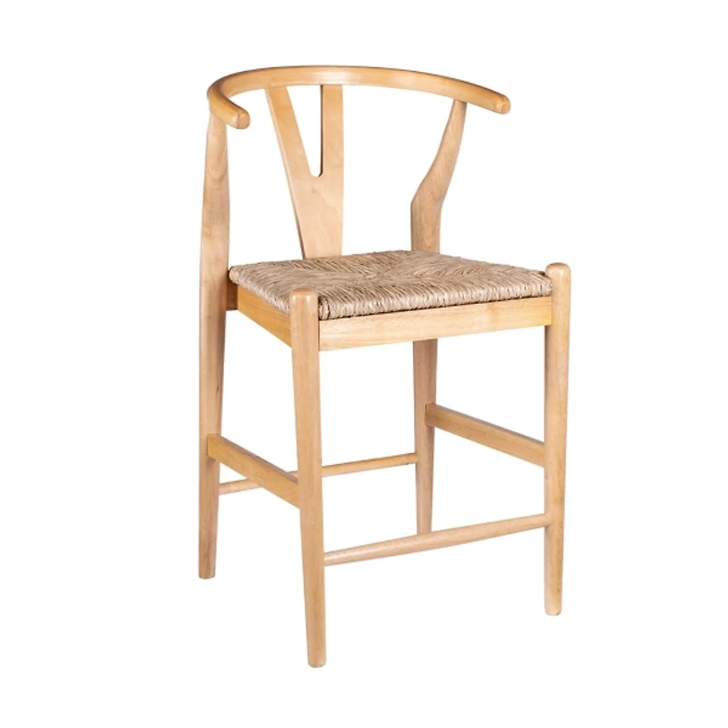 Natural Wood Wishbone Counter Stool