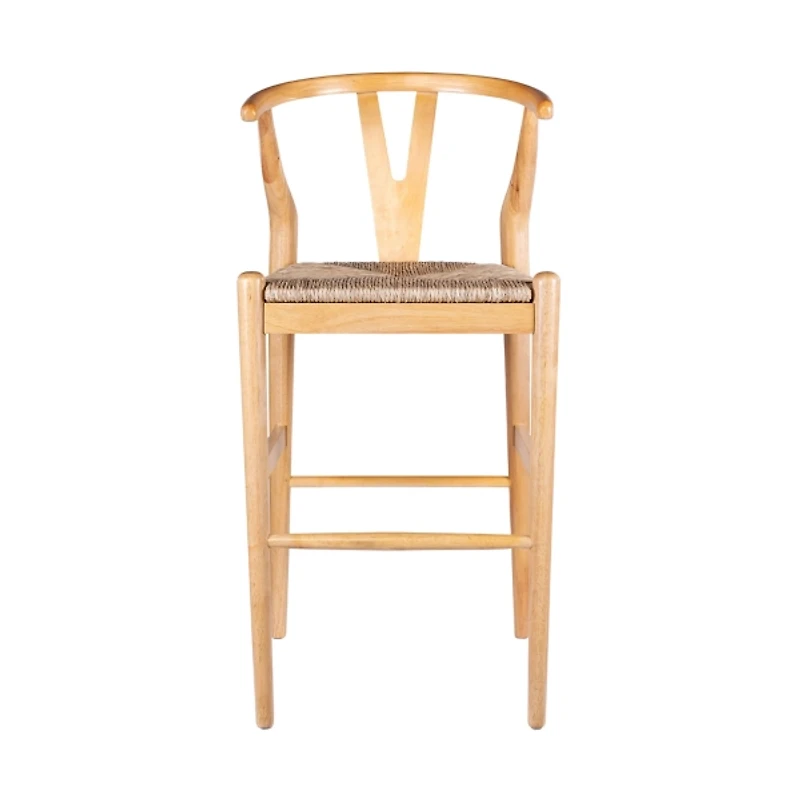 Natural Wood Wishbone Bar Stool
