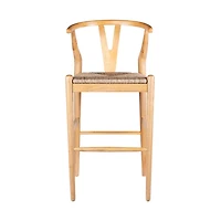 Natural Wood Wishbone Bar Stool