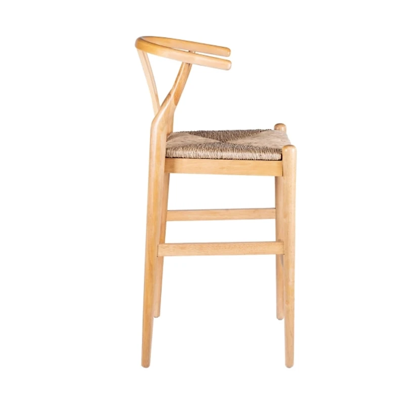 Natural Wood Wishbone Bar Stool