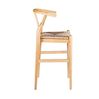 Natural Wood Wishbone Bar Stool
