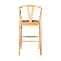 Natural Wood Wishbone Bar Stool