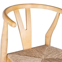 Natural Wood Wishbone Bar Stool