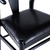 Black Leather Wishbone Dining Chairs, Set of 2