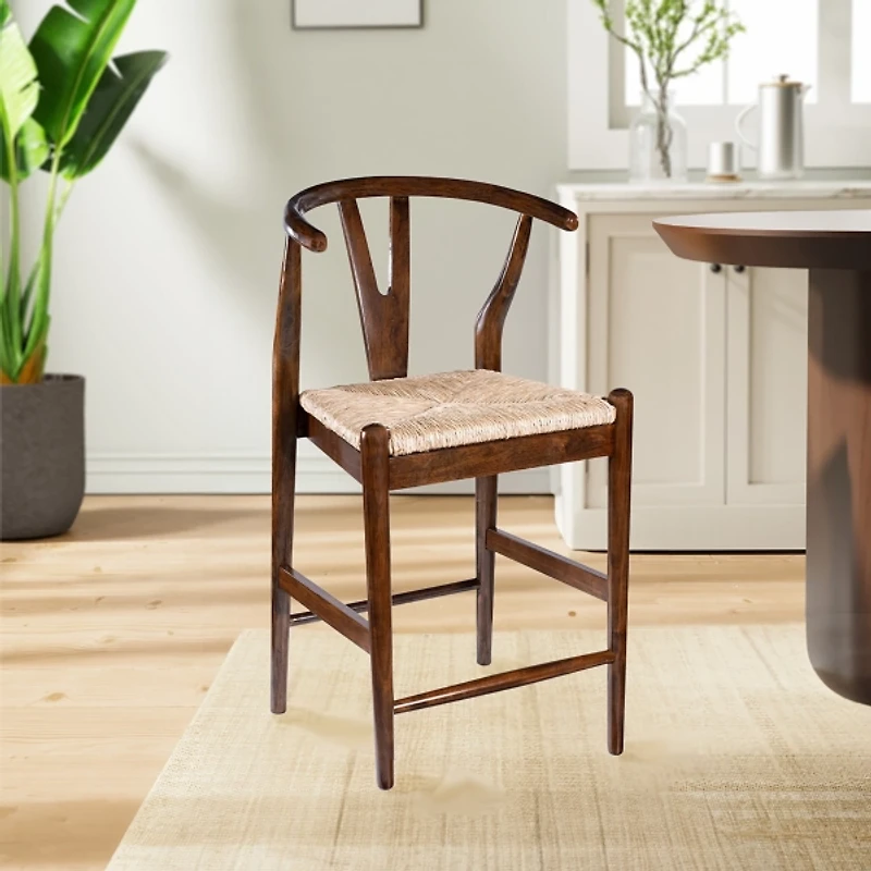 Walnut Wood Wishbone Counter Stool