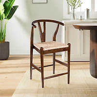 Walnut Wood Wishbone Counter Stool