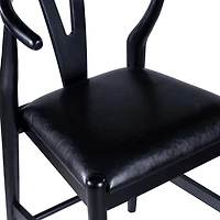 Black Faux Leather Wishbone Counter Stool