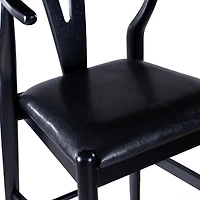 Black Faux Leather Wishbone Bar Stool