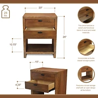 Brown Vivara 2-Drawer Nightstand