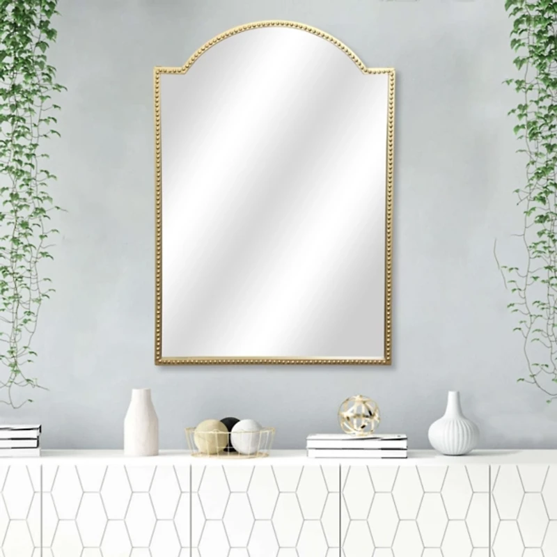Gold Nuvelle Studded Metal Arch Top Wall Mirror