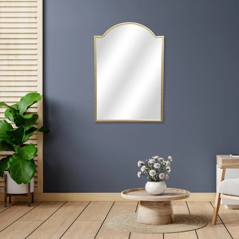 Gold Nuvelle Studded Metal Arch Top Wall Mirror