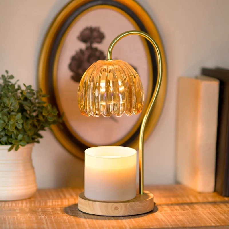 Floral Glass Shade Candle Warmer Lamp