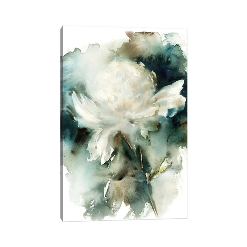White Peony Abstract Canvas Art Print