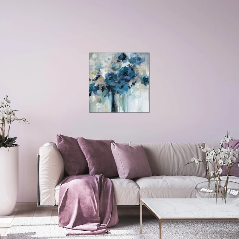 Blue Rose Splash Canvas Art Print