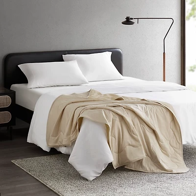 Tan Jersey Knit Cooling Throw