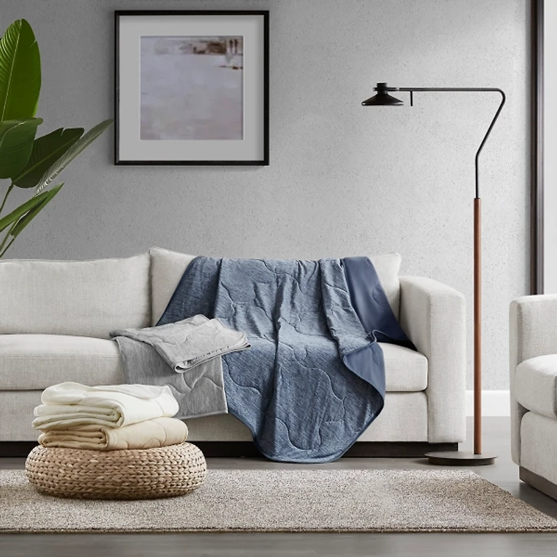 Blue Jersey Knit Cooling Throw