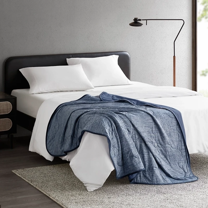 Blue Jersey Knit Cooling Throw
