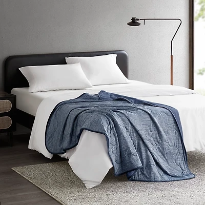 Blue Jersey Knit Cooling Throw
