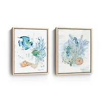 Sea Whispers Framed Canvas Art Prints, Set of 2