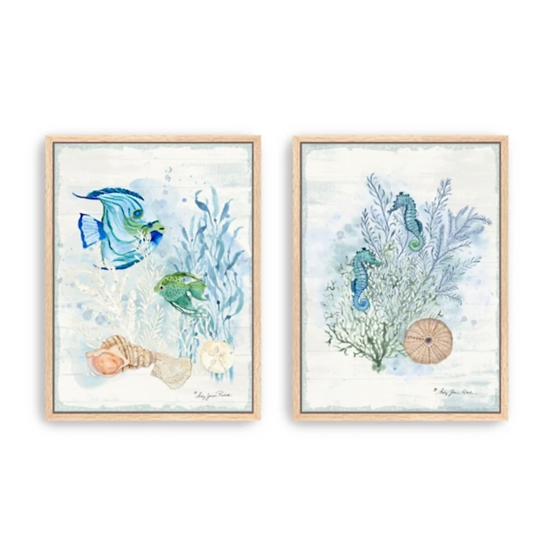 Sea Whispers Framed Canvas Art Prints, Set of 2
