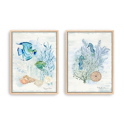 Sea Whispers Framed Canvas Art Prints, Set of 2