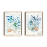 Sea Whispers Framed Canvas Art Prints, Set of 2