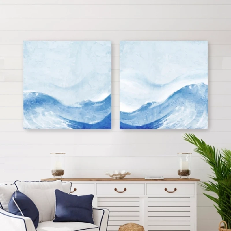 Waves Out At Sea Canvas Art Prints, Set of 2