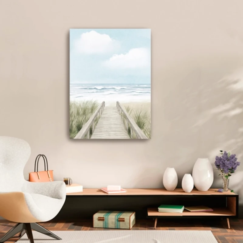 Wooden Path to Shore Canvas Art Print
