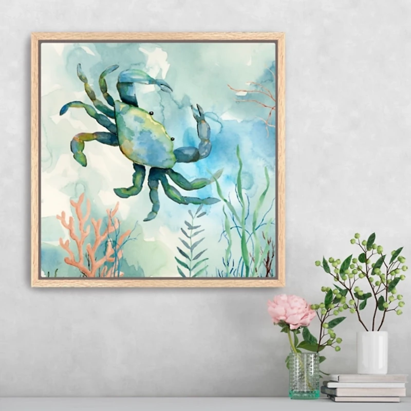 Coastal Bay Crab Framed Canvas Art Print