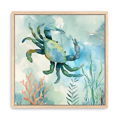 Coastal Bay Crab Framed Canvas Art Print