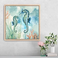 Coastal Bay Seahorses Framed Canvas Art Print