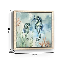 Coastal Bay Seahorses Framed Canvas Art Print