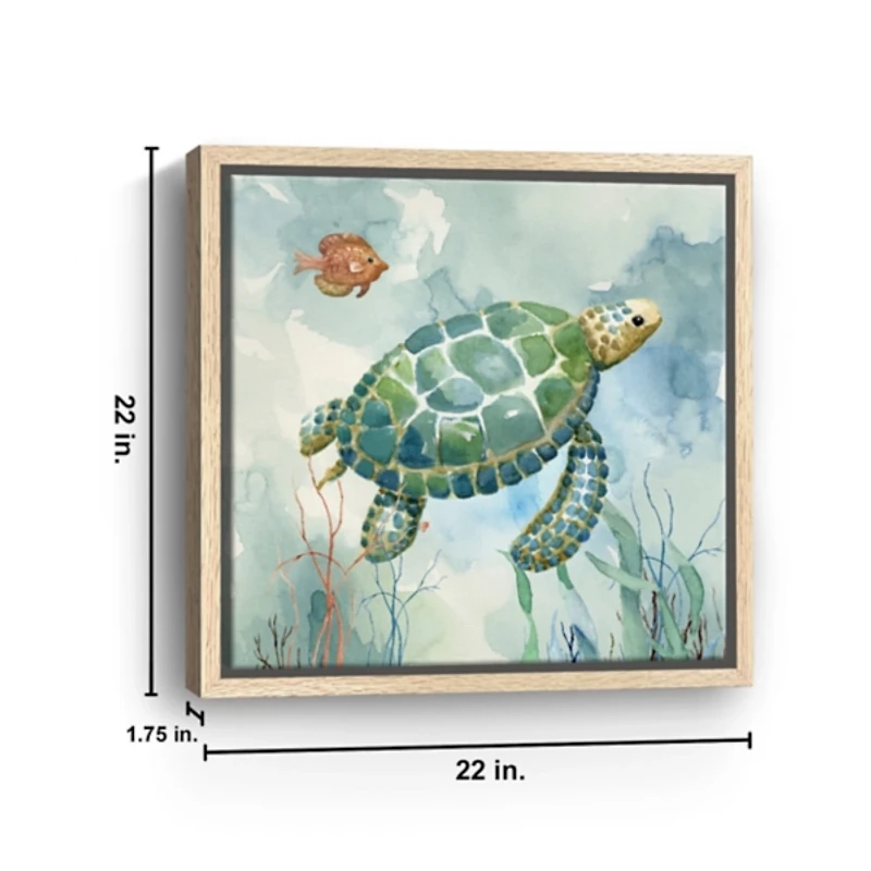 Coral Bay Sea Turtle Framed Canvas Art Print