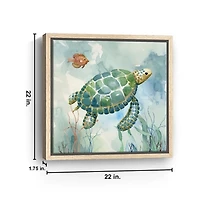 Coral Bay Sea Turtle Framed Canvas Art Print