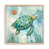 Coral Bay Sea Turtle Framed Canvas Art Print