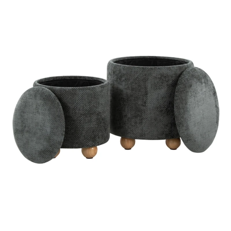 Green Bacci Nesting Ottomans, Set of 2