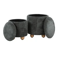 Green Bacci Nesting Ottomans, Set of 2