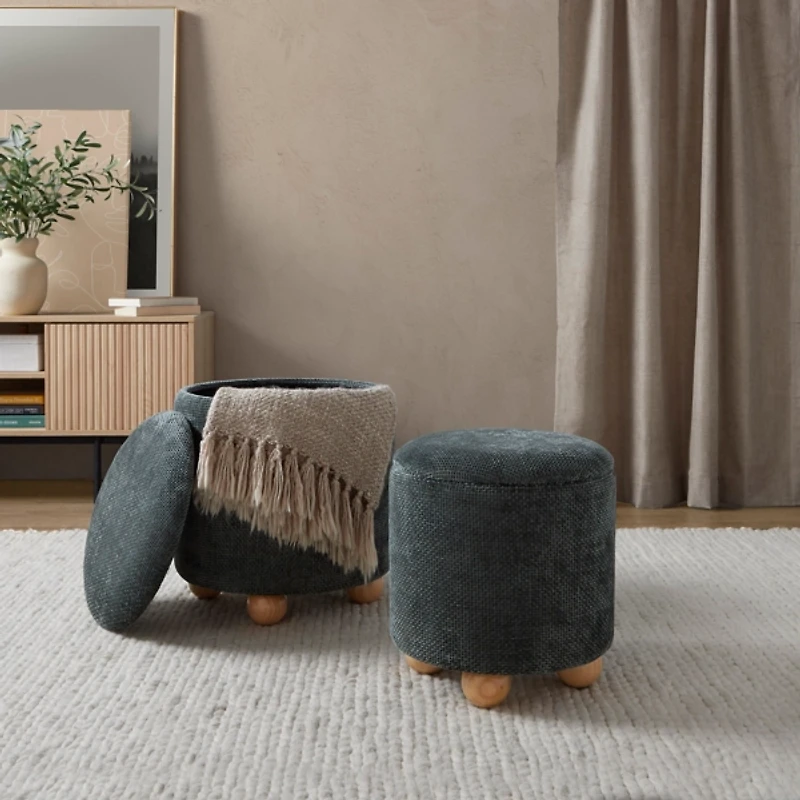 Green Bacci Nesting Ottomans, Set of 2