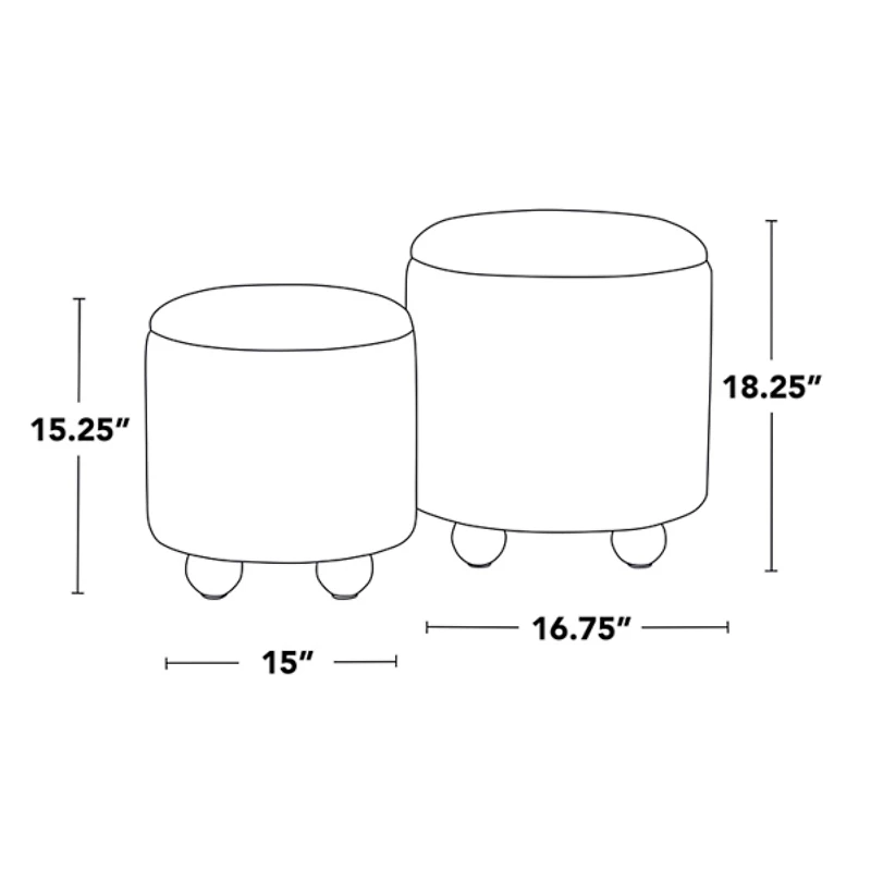 Green Bacci Nesting Ottomans, Set of 2