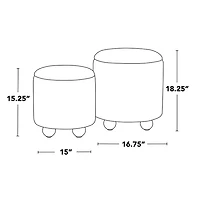 Green Bacci Nesting Ottomans, Set of 2