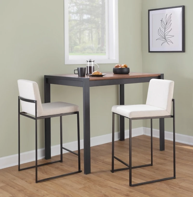 Fiji Beige Upholstered Counter Stools, Set of 3