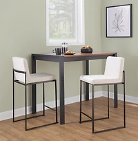 Fiji Beige Upholstered Counter Stools, Set of 3