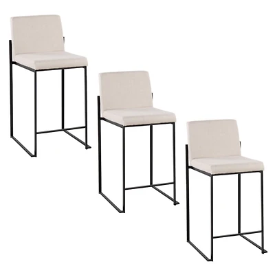 Fiji Beige Upholstered Counter Stools, Set of 3