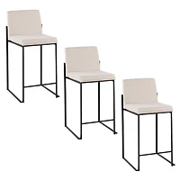 Fiji Beige Upholstered Counter Stools, Set of 3