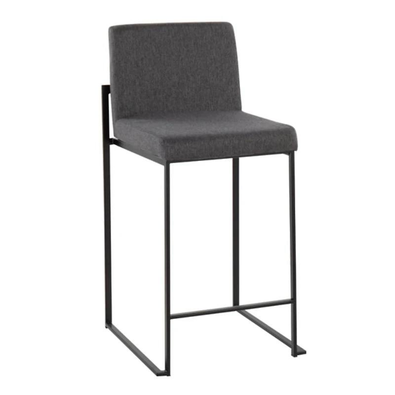 Fiji Charcoal Upholstered Counter Stools, Set of 3