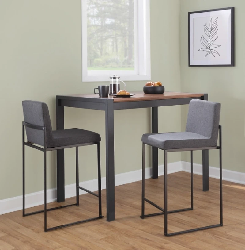 Fiji Charcoal Upholstered Counter Stools, Set of 3